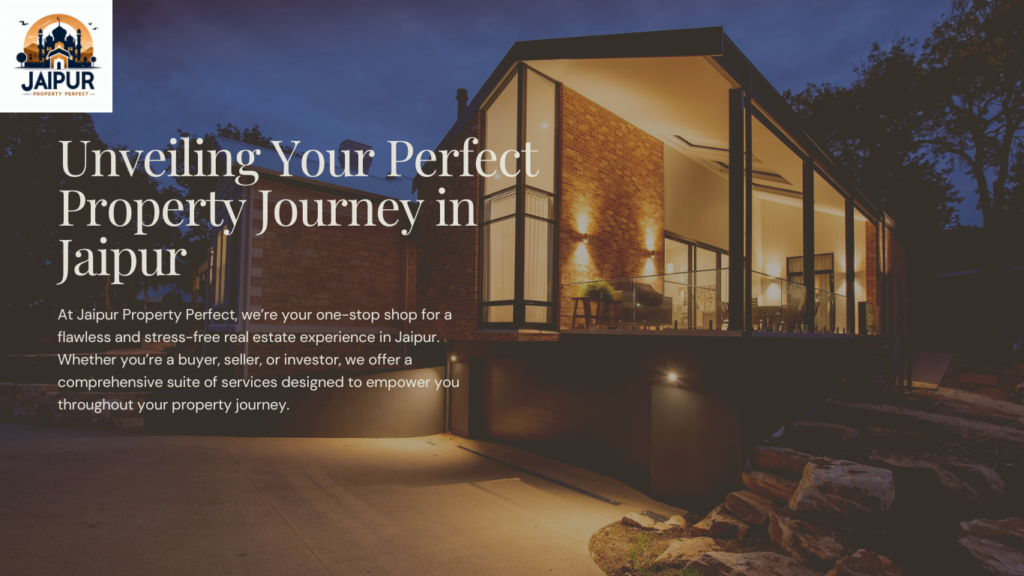 Modern house with glass windows representing Jaipur Property Perfect’s real estate services.